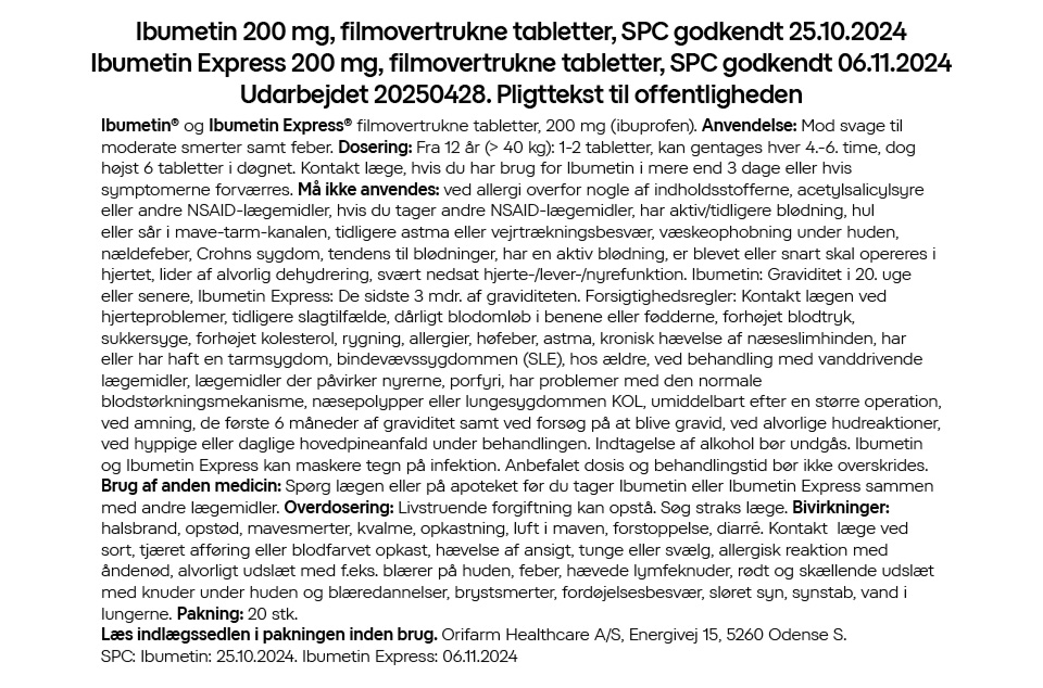 Ibumetin Express pligttekst